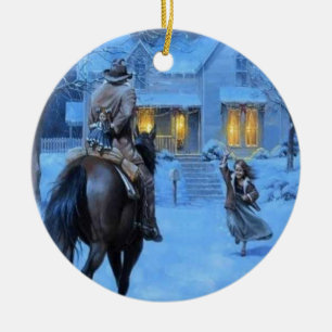 Vintage-Cowboy-Weihnachten Keramikornament