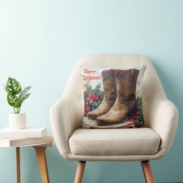 Vintage Cowboy-Weihnachtszeit Kissen (Stuhl )