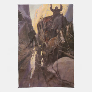 Vintage Cowboys, Aufgeben im Canyon von NC Wyeth Geschirrtuch