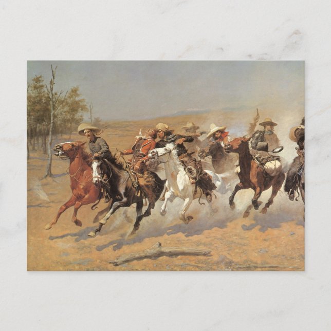 Vintage Cowboys, ein Holzschuh von Remington Postkarte (Vorderseite)