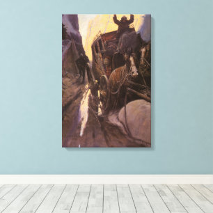 Vintage Cowboys, Halt im Canyon von NC Wyeth auf Leinwanddruck