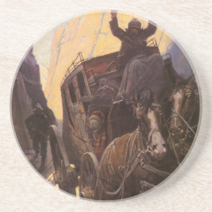 Vintage Cowboys, Halt im Canyon von NC Wyeth Sandstein Untersetzer