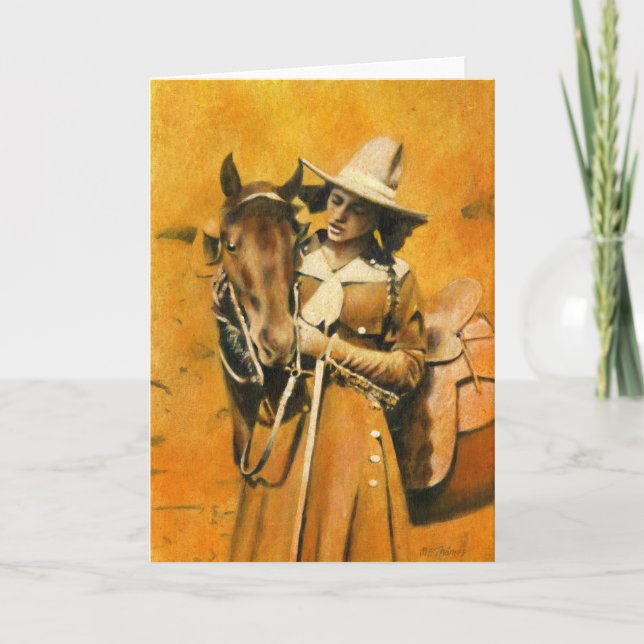 Vintage Cowgirl-Grüße-Karte Karte (Vorderseite)