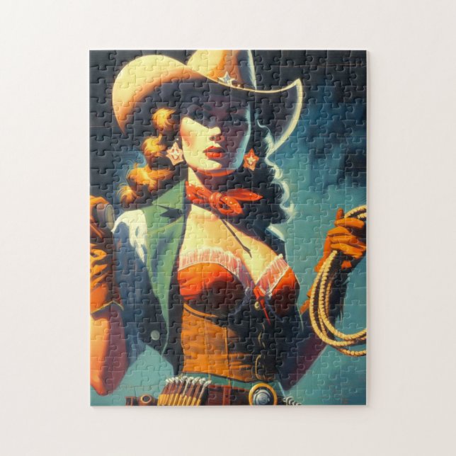 Vintage Cowgirl-Malerei (Vertikal)