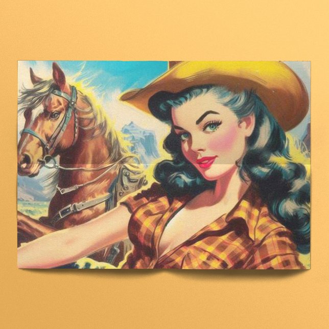 Vintage Cowgirl-Malerei Seidenpapier (Von Creator hochgeladen)