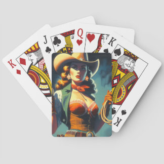 Vintage Cowgirl-Malerei Spielkarten