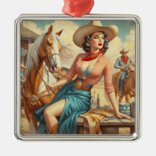 Vintage-Cowgirl Ornament Aus Metall