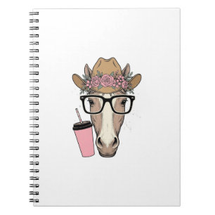 Vintage-Cowgirl Pferd mit Blumen und rosa Getränk Notizblock