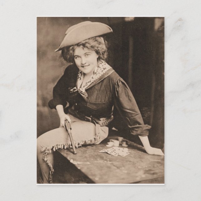 Vintage Cowgirl-Postkarte Postkarte (Vorderseite)