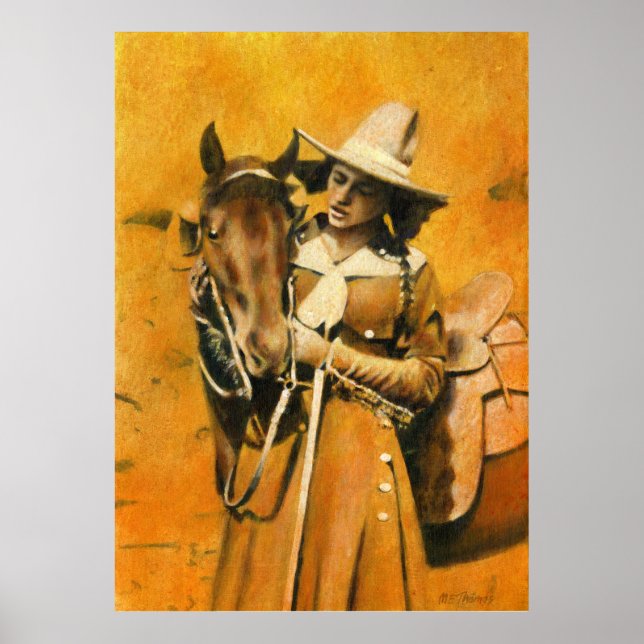 Vintage Cowgirl Print Poster (Vorne)
