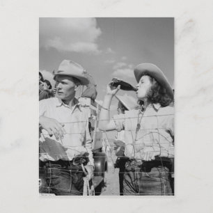 Vintage-Cowgirl- und Cowboy-Fotografie  Postkarte