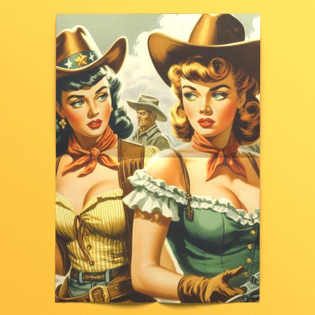 Vintage Cowgirls für Button Seidenpapier (Von Creator hochgeladen)