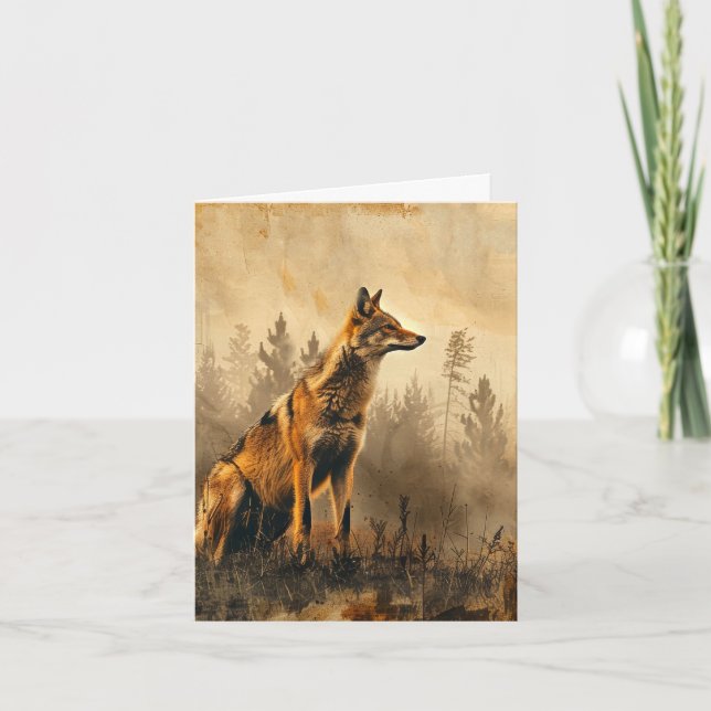 Vintage Coyote Autumn Paysage noir (Devant)