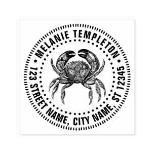Vintage Crab #1 Zeichnend Name Rücksendeadresse Permastempel