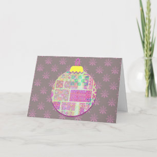 Vintage-Crazy-Quilt-Christmarschmuckkarte Karte