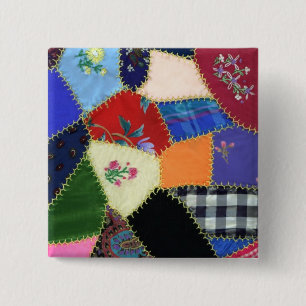 Vintage Crazy Quilt Pin Button