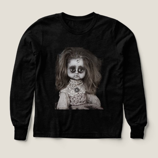 Vintage Creepy Beängstigende Spuk Puppe (Design Vorderseite)