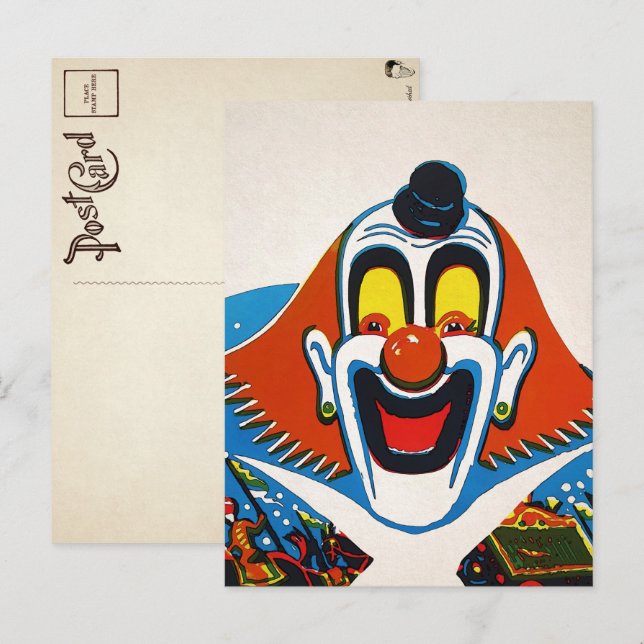Vintage Creepy Odd Clown Postkarte (Vorne/Hinten)