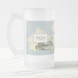 Vintage Creme Azalea Blume Monogramm Mattglas Bierglas