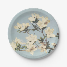 Vintage Creme Azalea Blume Pappteller