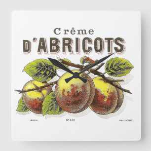 Vintage Creme d'Abricots Ad Quadratische Wanduhr