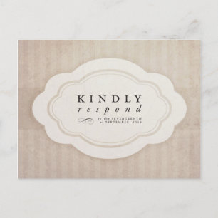 Vintage Creme Hochzeit RSVP Einladungspostkarte