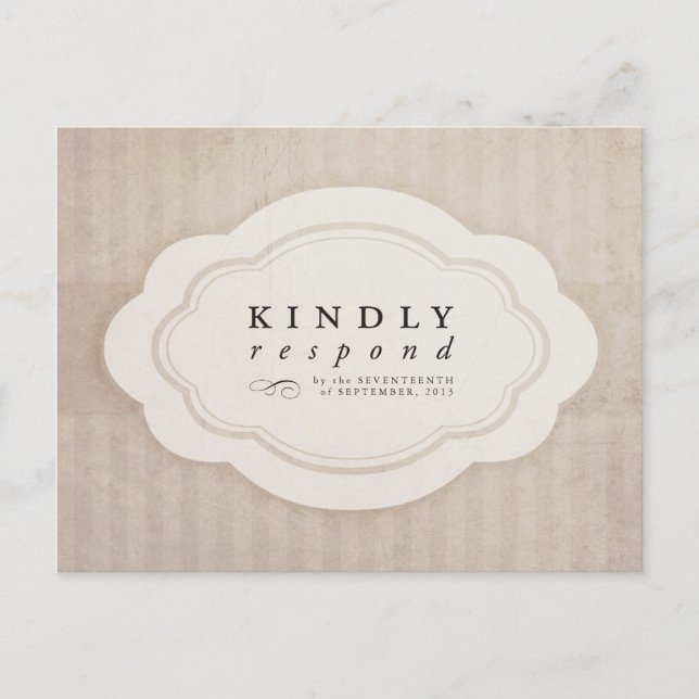 Vintage Creme Hochzeit RSVP Einladungspostkarte (Vorderseite)