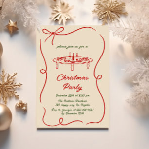 Vintage Creme & Red Christmas Party Einladung