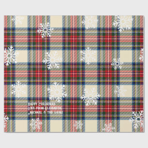 Vintage Creme Tartan Snowflake Personalisierte Wei Geschenkpapier