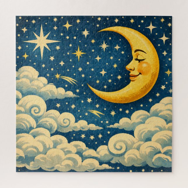 Vintage Crescent Moon Night Sky (Vertikal)