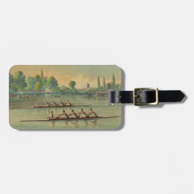 Vintage Crew Race Boat Race Gepäckanhänger (Vorderseite horizontal)