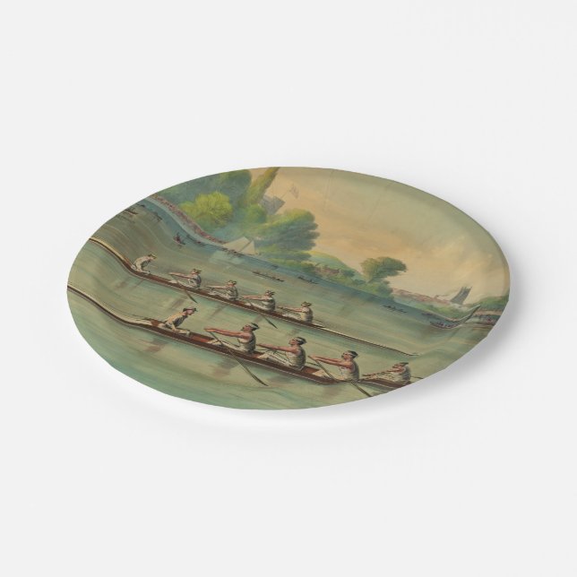 Vintage Crew Race Boat Race Pappteller (Schrägansicht)