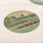 Vintage Crew Race Boat Race Runder Pappuntersetzer<br><div class="desc">Antique Image of Rowers in a Crew Boat Race Elegantes, stilvolles und chic individualisierbares Party und Feiern Einladungen und Accessoires mit einem bunten antiken Currier & Ives Lithograph von zwei renommierten langjährigen rivalisierenden Uni Crew Teams in einem Bootsrennen auf der Themse. Bitte beachten Sie, dass es sich um ein grafisches...</div>
