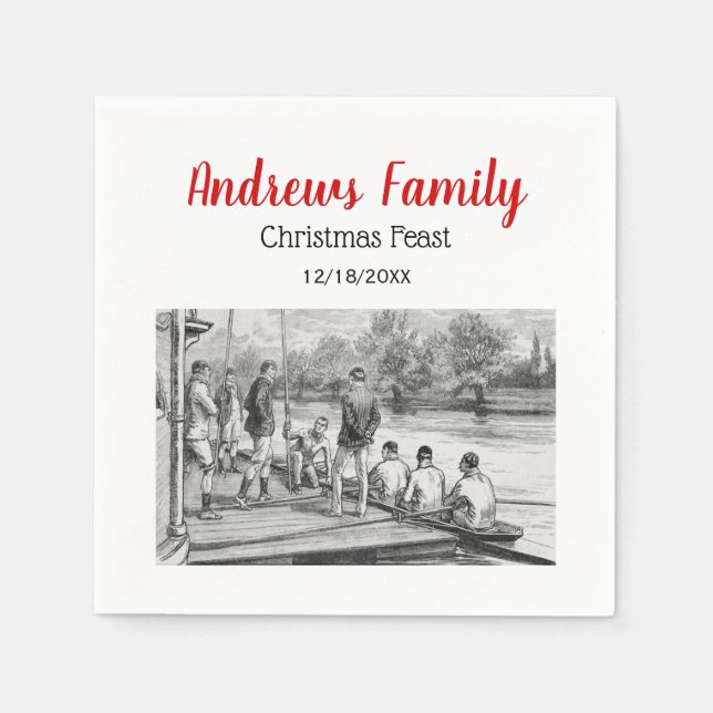 Vintage Crew Türme im Boot am Dock Serviette (Vorderseite)
