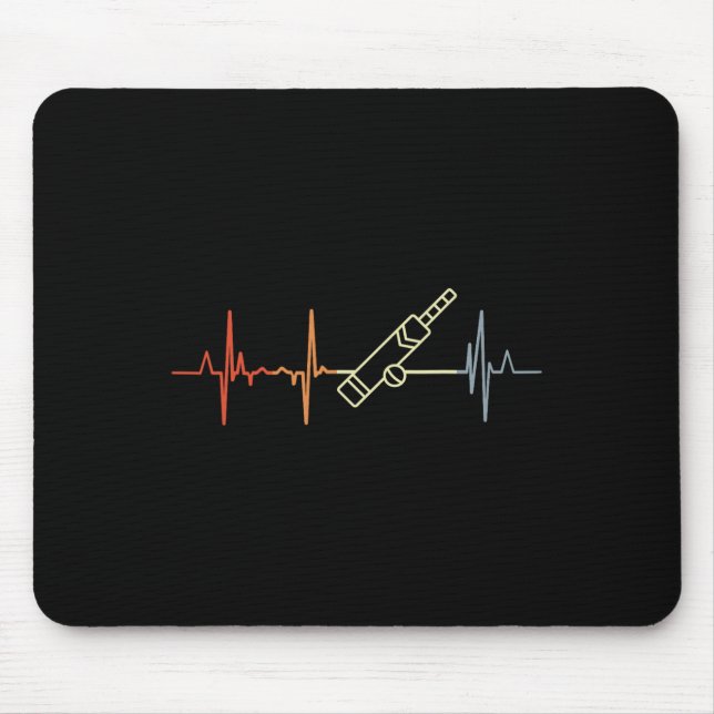 Vintage Cricket Heartbeat Cricket Player Heart Rat Mousepad (Vorne)