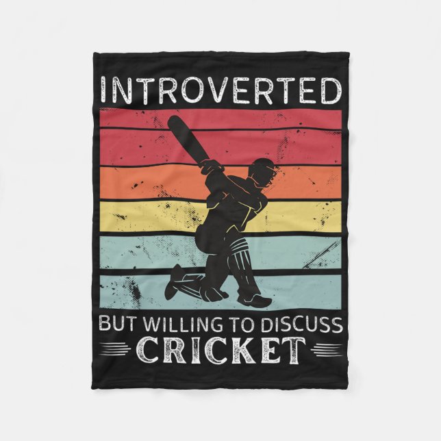 Vintage Cricket Introvertiert, aber Diskussionsber Fleecedecke (Vorderseite)