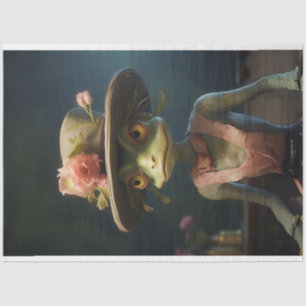 Vintage Cricket mit Hat-Blume-Decoupage Seidenpapier