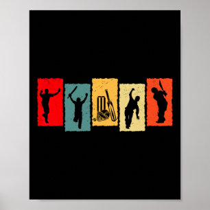 Vintage Cricketspieler Tter Bowler Retro Poster