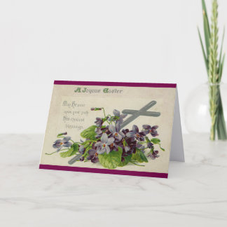 Vintage Cross With Flowers Easter Card Feiertagskarte