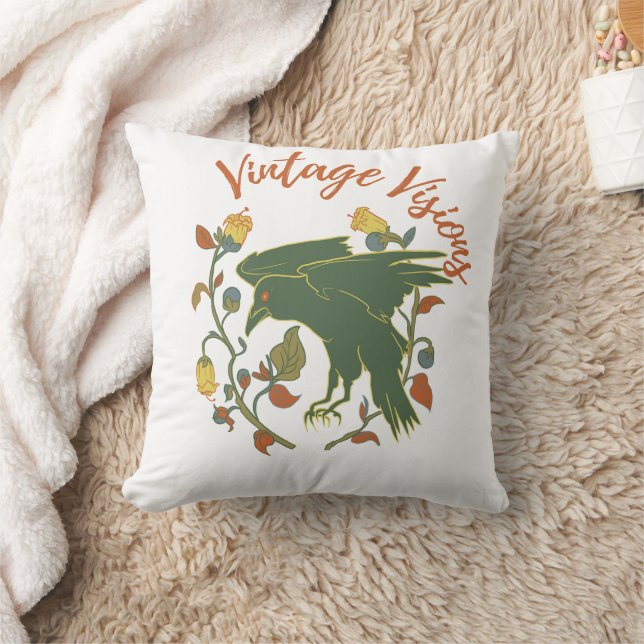 Vintage Crow Visions Throw Kissen (Decke)