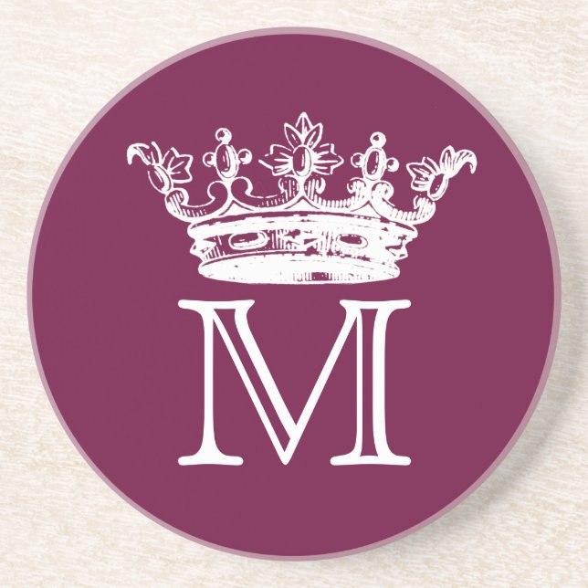 Vintage Crown Monogramm Untersetzer (Vorne)
