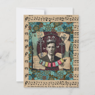 Vintage Crowned Gentleman "Wahre Liebe" Postkarte