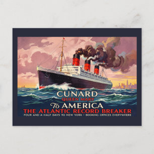 Vintage Cunard Queen Mary Ozeandampfer Postkarte