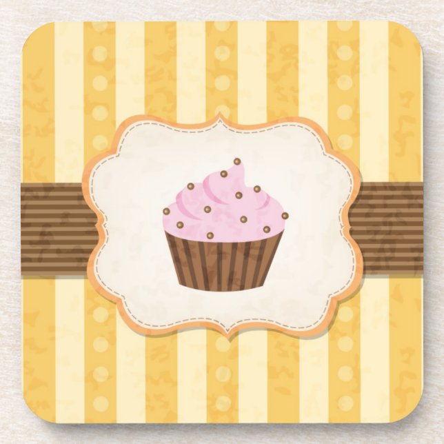 Vintage-Cupcake-Hintergrund Getränkeuntersetzer (Vorderseite)