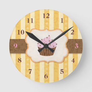 Vintage-Cupcake-Hintergrund Runde Wanduhr
