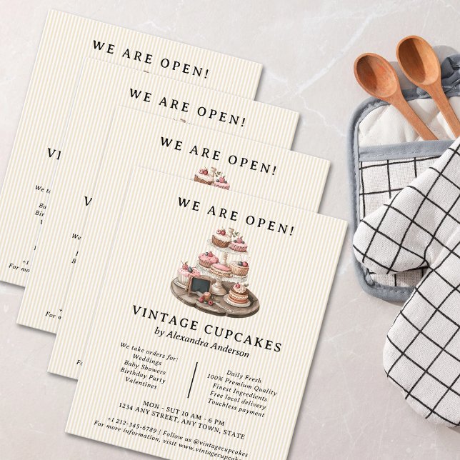Vintage Cupcake Retro Bäckerei Konditorei Süßigkei Flyer (Vintage Cupcake Retro Bakery Pastry Sweets Flyer)