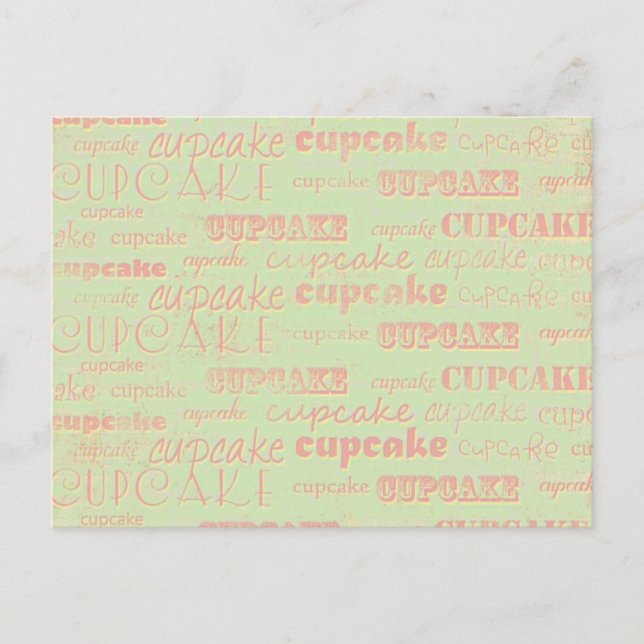 Vintage Cupcake Typografie Postkarte (Vorderseite)