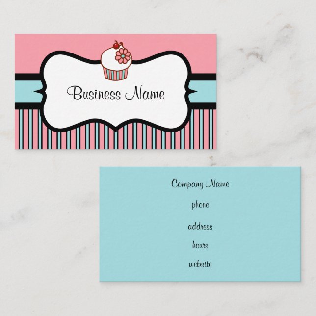 Vintage Cupcake-Visitenkarte Visitenkarte (Vorne/Hinten)