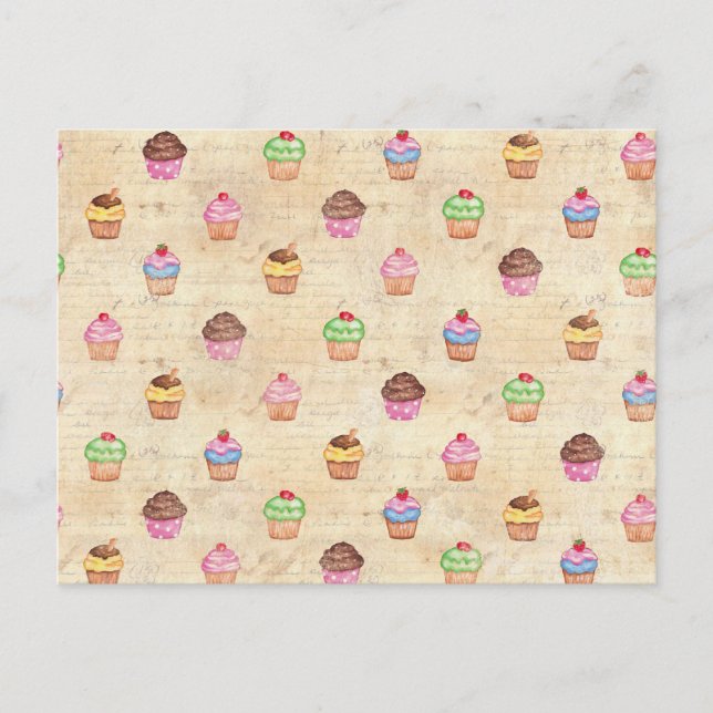 Vintage Cupcakes Postkarte (Vorderseite)