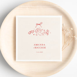 Vintage Cupid Cherub Hand Drawn Wedding Engagement Serviette